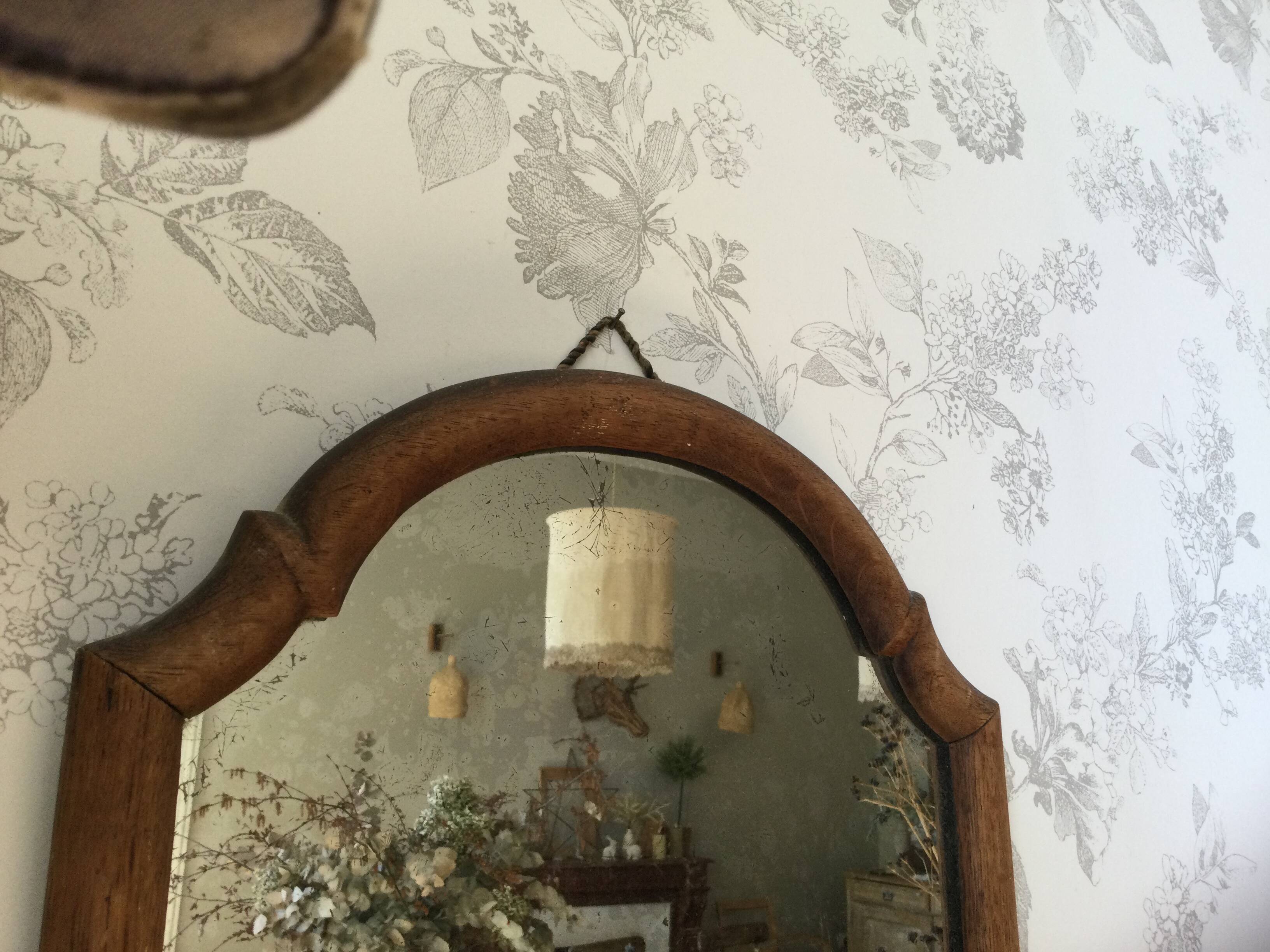 Antique tall round mirror