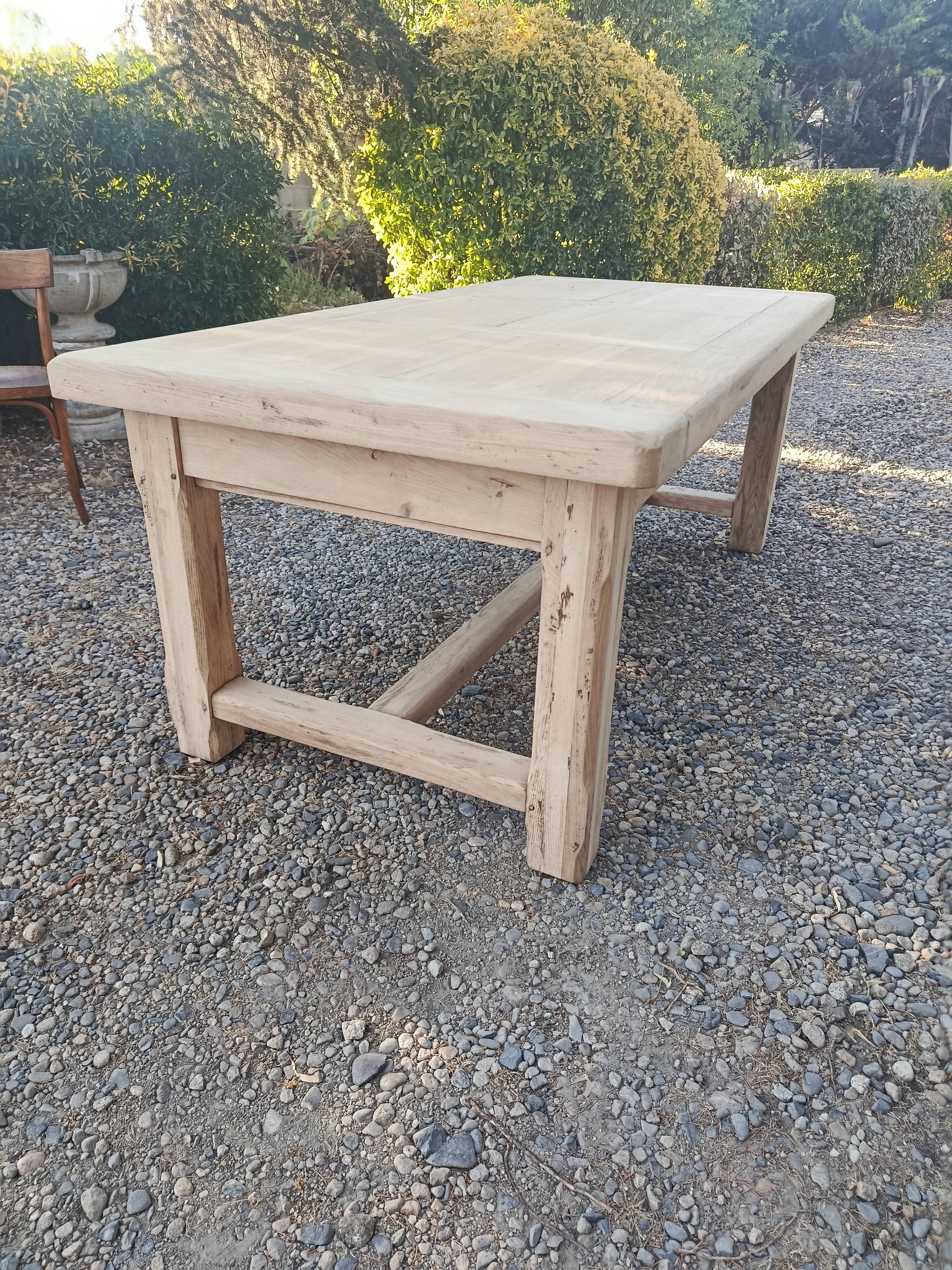 Solid oak farmhouse table with extension