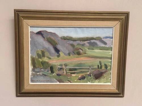 Oil on Canvas “Serene Landscape” by Martin Larson, Vintage & Framed