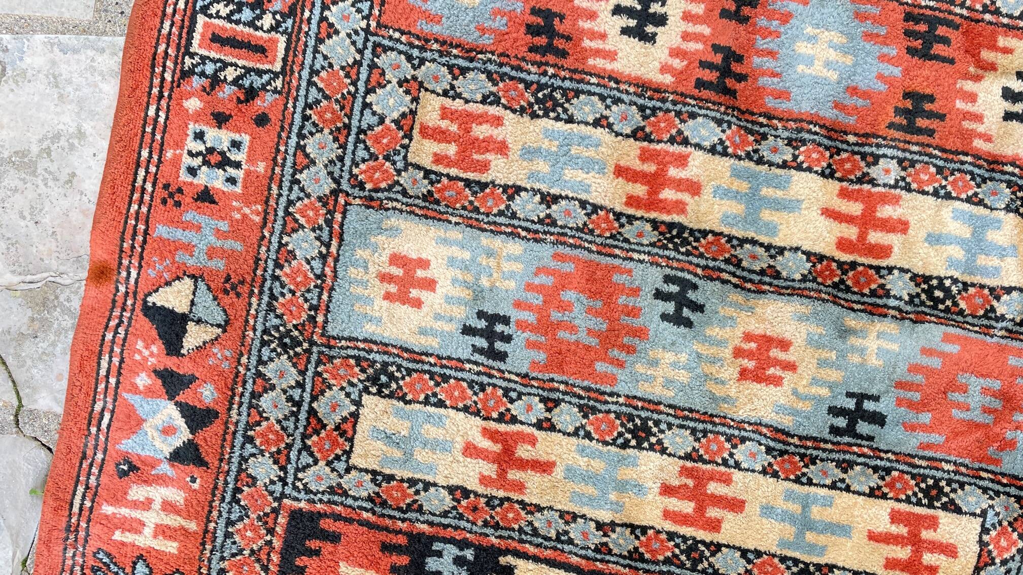 Vintage silk and cotton rug - 142 x 84cm