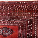 Handmade vintage Uzbek Bukhara rug 91cm x 155cm, 1950s