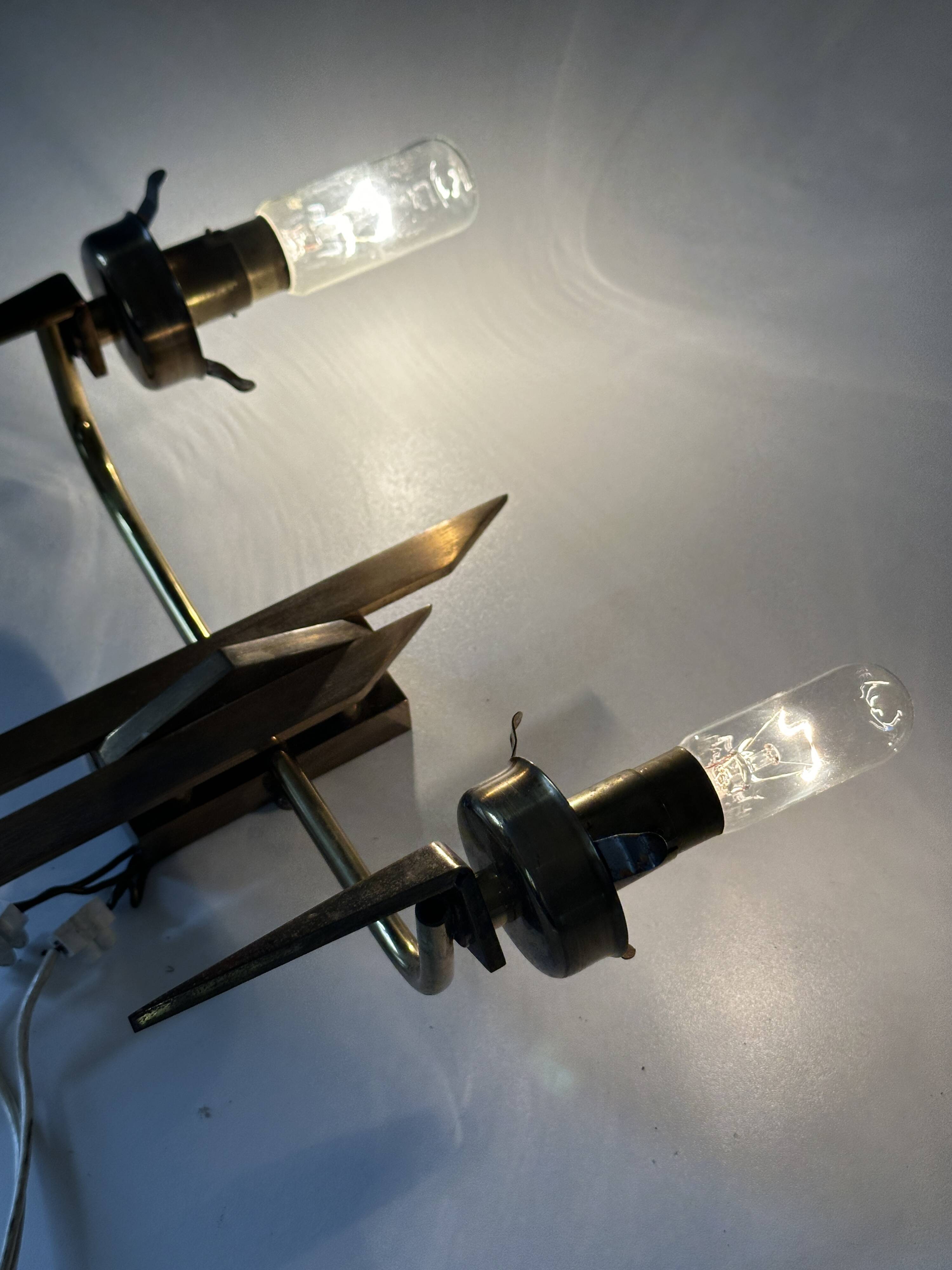 Vintage design solid brass wall light from the 60s