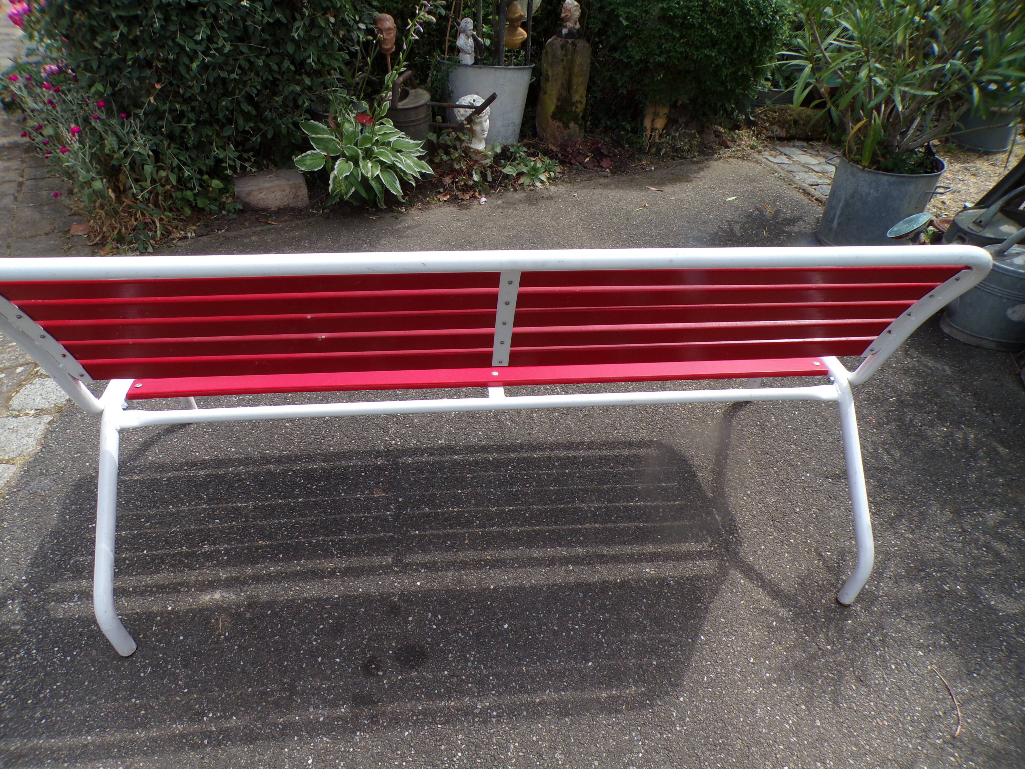 Old folding wooden and metal bench