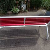 Old folding wooden and metal bench