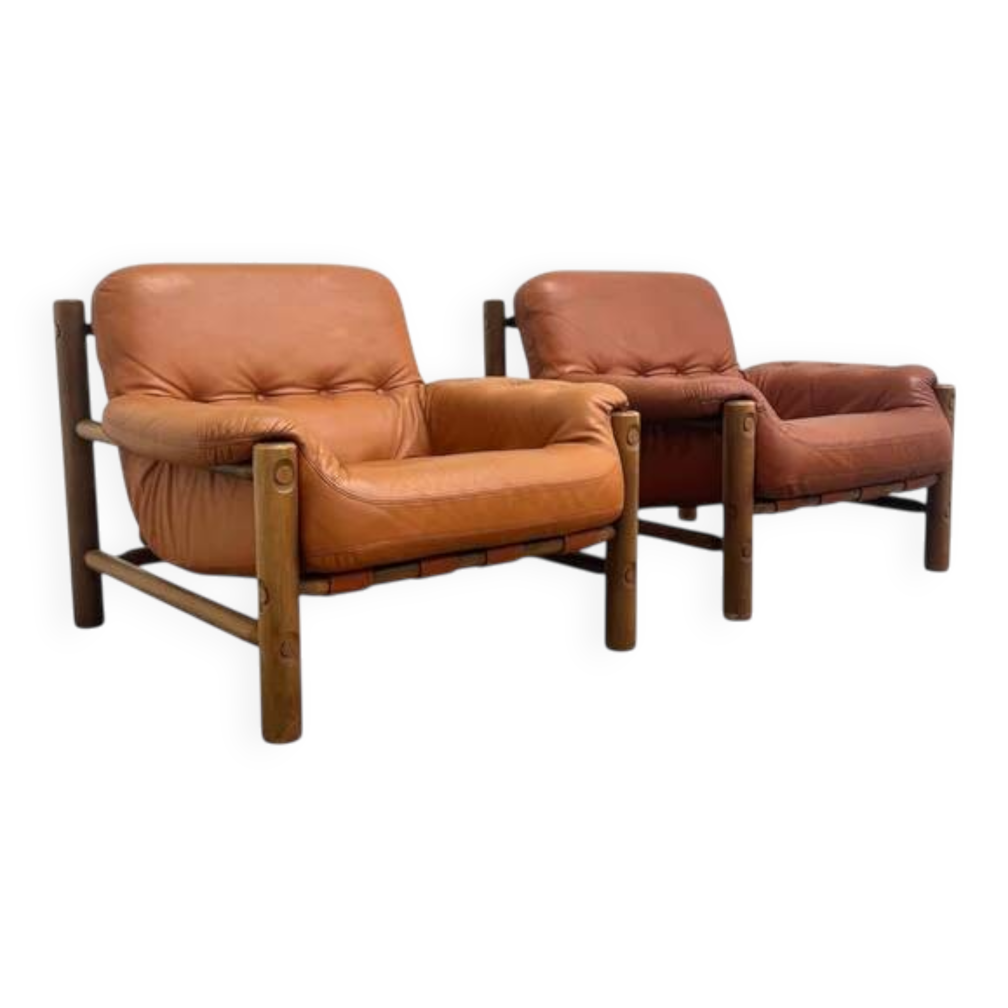 Vintage brutalist, Brazilian style lounge chairs, 1960s