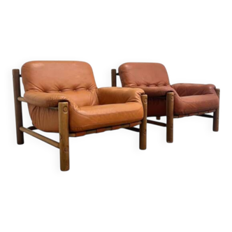 Vintage brutalist, Brazilian style lounge chairs, 1960s