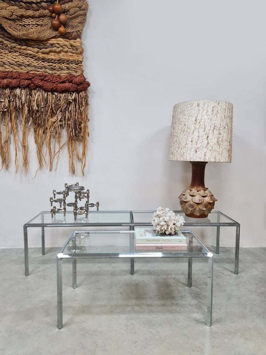 Midcentury chrome sidetables Converta serie Herman Miller