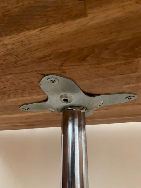 Custom table with metal central leg, tulip table type 70s