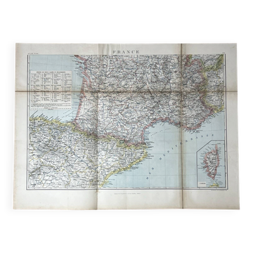 Carte ancienne France Sud régions 71,5x53cm