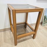 Vintage wood and glass side table – Graphic design – 1970s/1980s