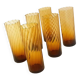 Set of 6 vintage amber glasses Height 17 cm
