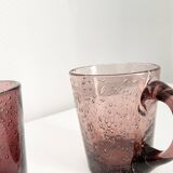 Purple biot blown glass mugs