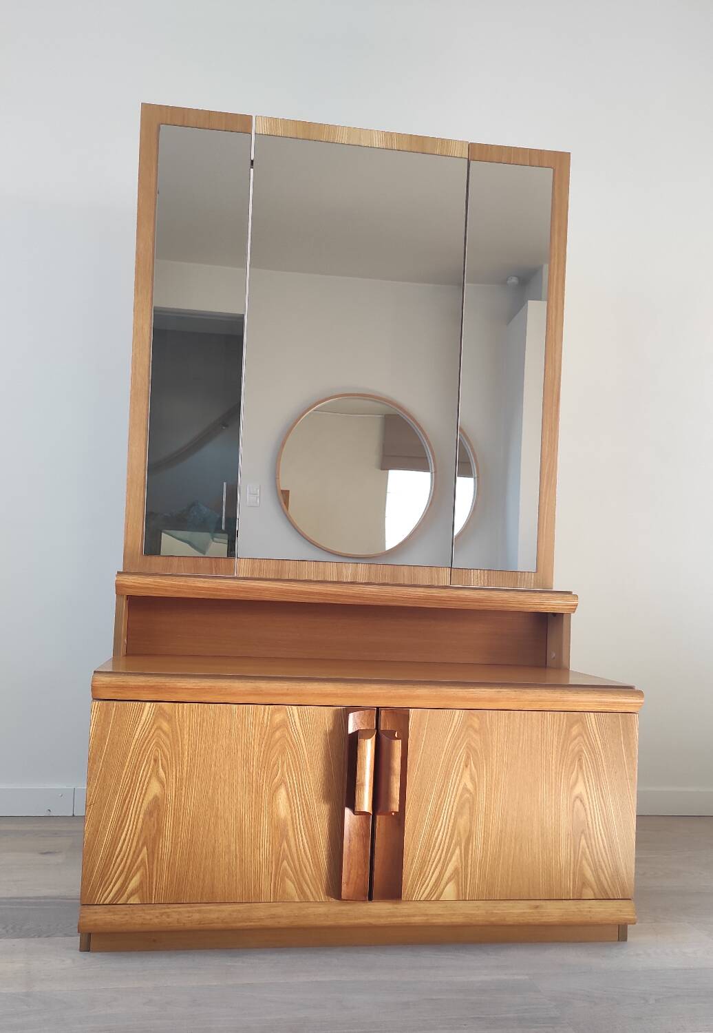 Vintage chest of drawers with triptych mirror, 60's
