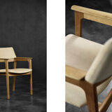 Vintage mid-century scandinavian modern oak executive chair in alcantara fabric, 1960s