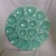 Turquoise barbotine oyster dish Gien France