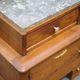 Pair of wooden nightstands, art deco style wooden bedside table, wood and marble table