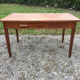 Table bureau vintage en chêne à 2 tiroirs (dit table bureau de fonctionnaire)