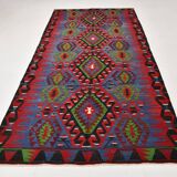 5x10 Blue & Red Vintage Kilim Rug, 154x305Cm