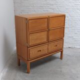 Decorative 'N-Line' bar cabinet in oak by P&J Neirinck, 1968