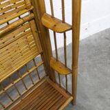 1970s honey-colored folding bamboo shelf