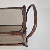 Italian Bas Card or Trolley in Bentwood and Smoked Glass, 1970's
