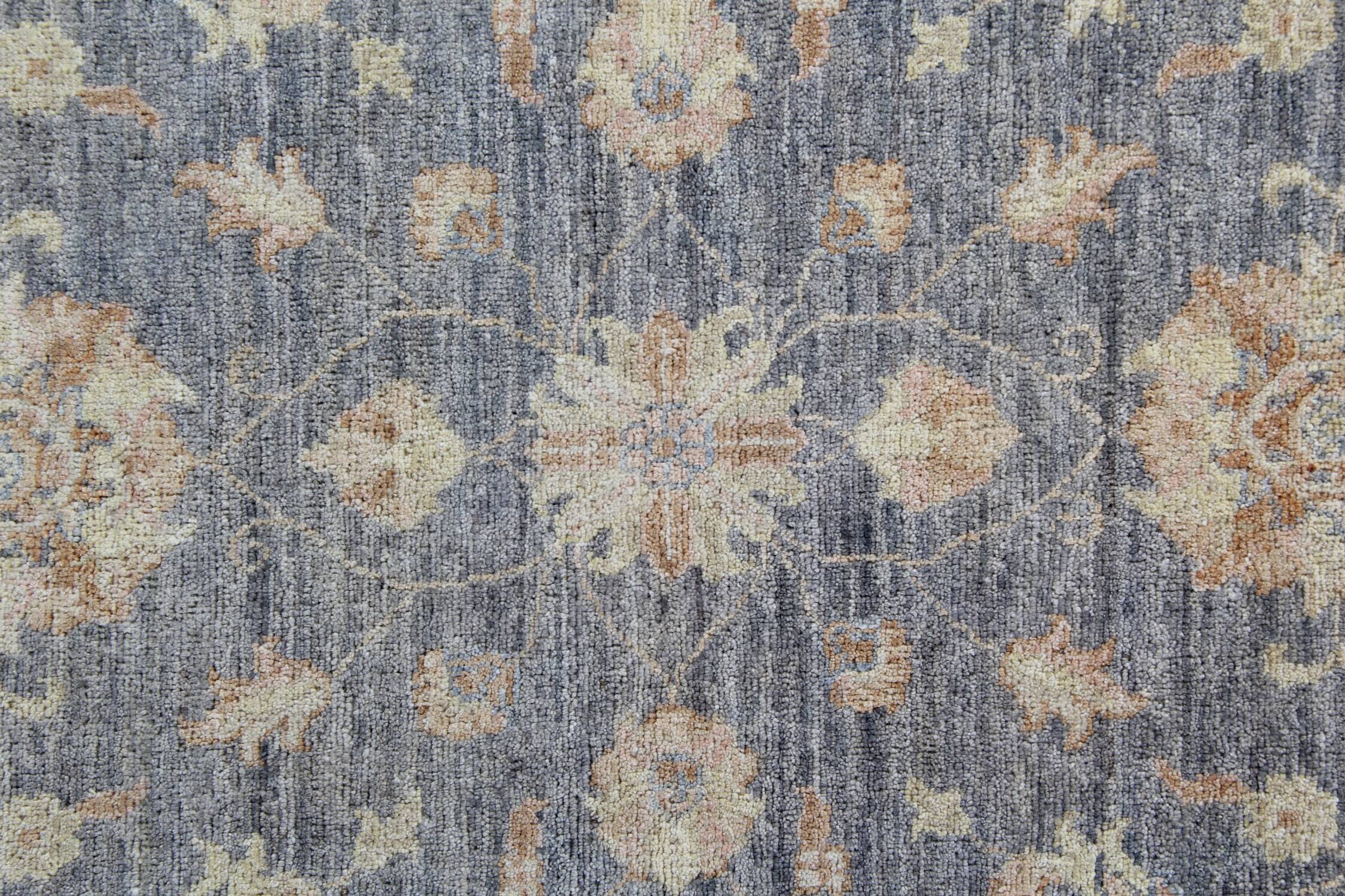 Oriental Grey Beige Stair Runner Rug, Wool Hand Knotted 81 x 295 cm