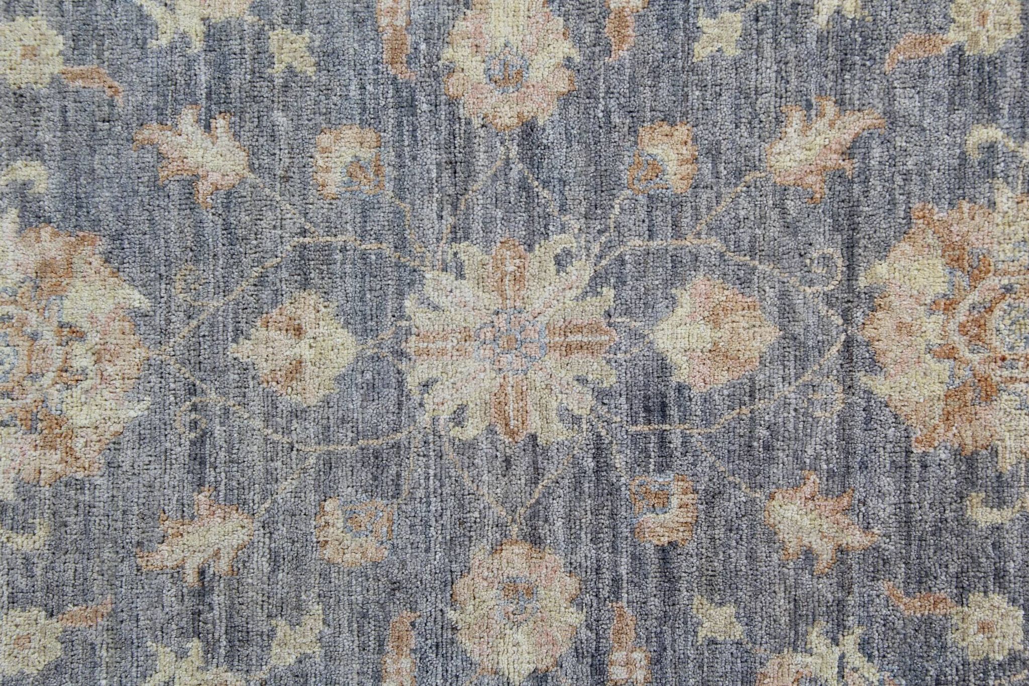 Oriental Grey Beige Stair Runner Rug, Wool Hand Knotted 81 x 295 cm