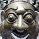 Masque africain en bronze vintage Bamoun, Cameroun