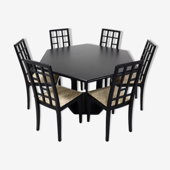 Table et 6 chaises, Thonet post moderne par Ernst W. Beranek années 1980