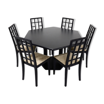 Table et 6 chaises, Thonet post moderne par Ernst W. Beranek années 1980