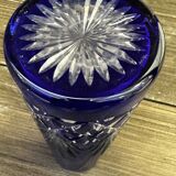 Carafe Art-Deco - Cristal Saint-Louis - Taillé et Bleu Cobalt H 22 cm