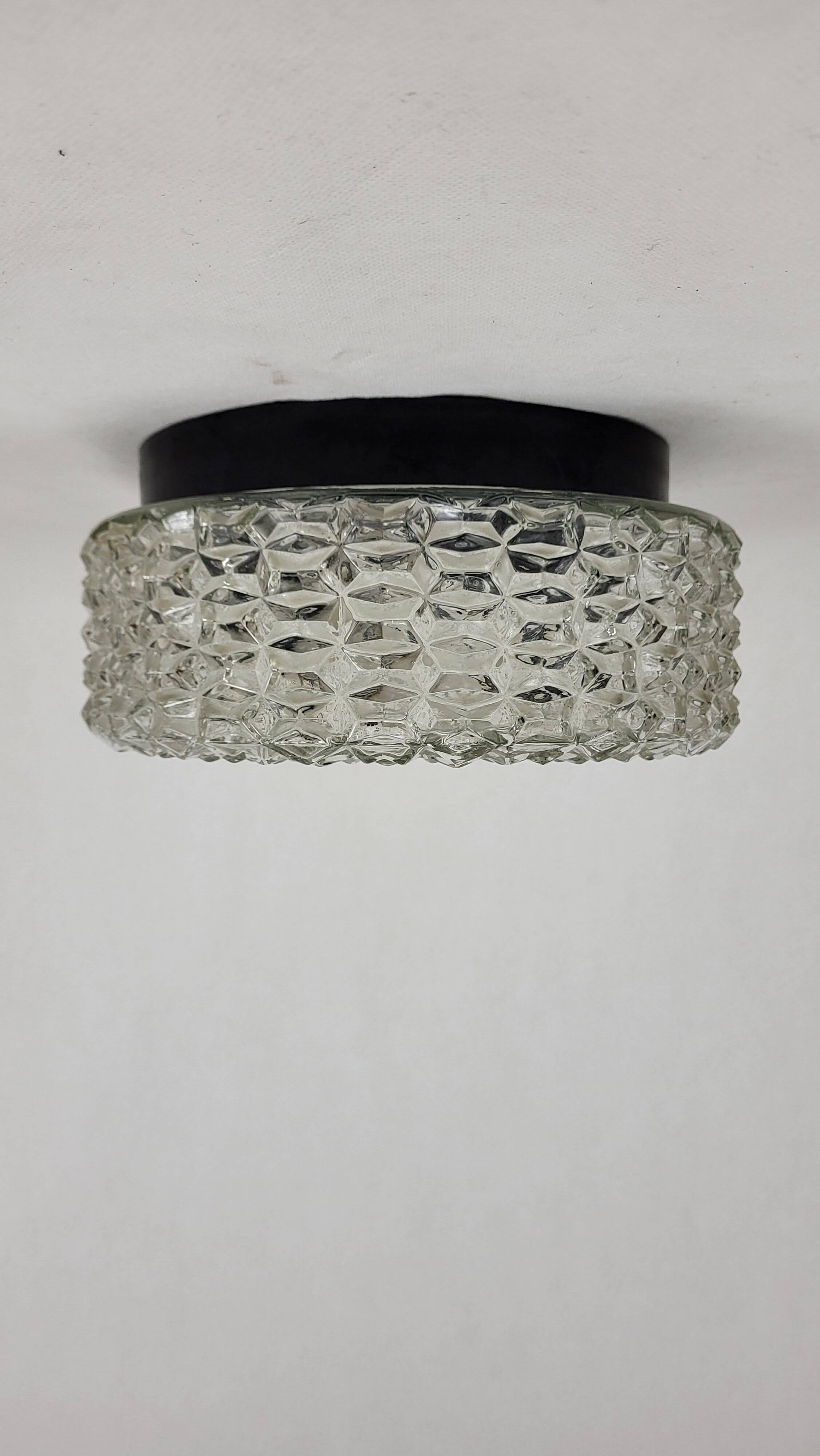 Glass ceiling light 60s-70s / German