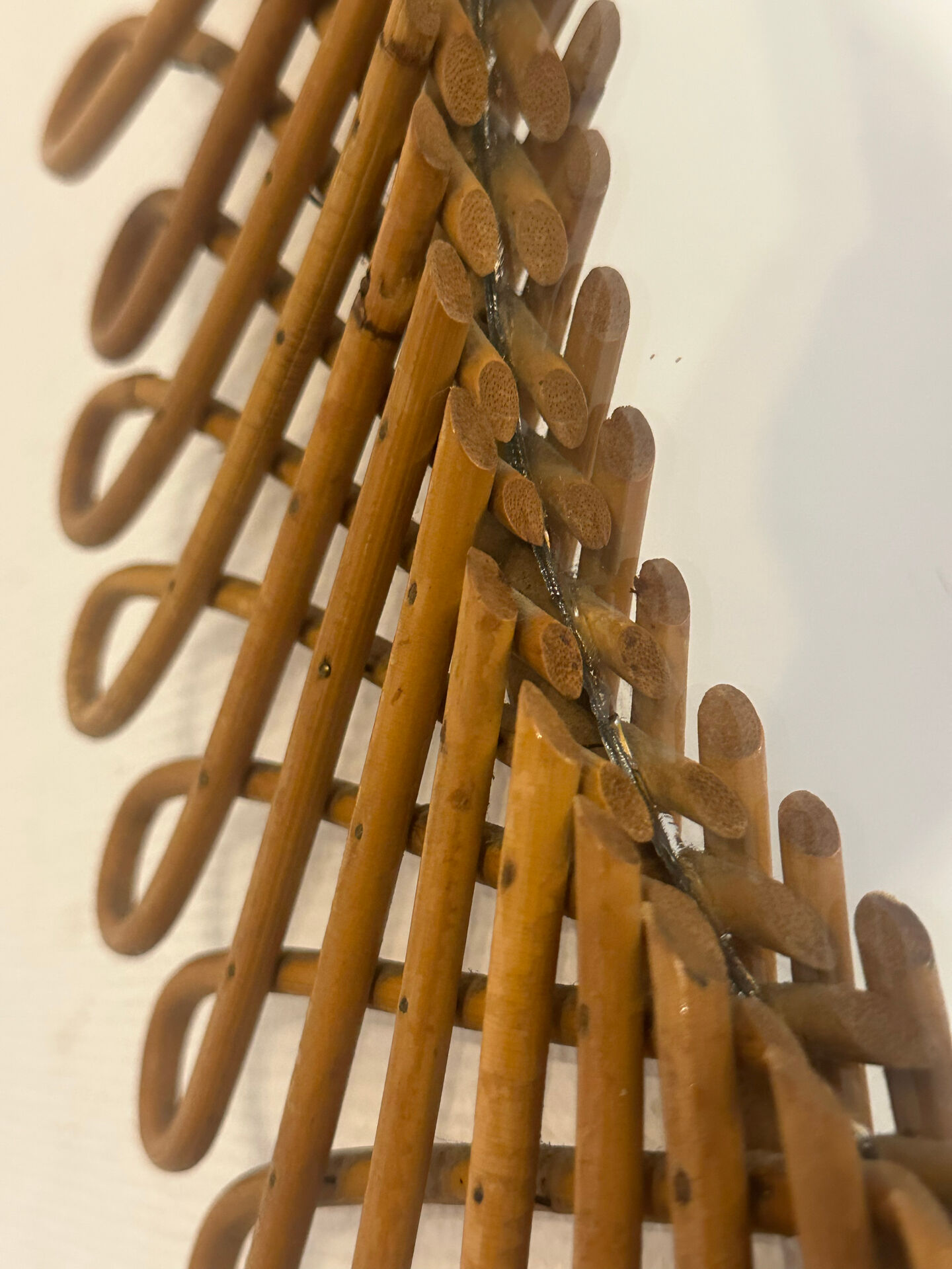 Vintage wicker art rattan mirror