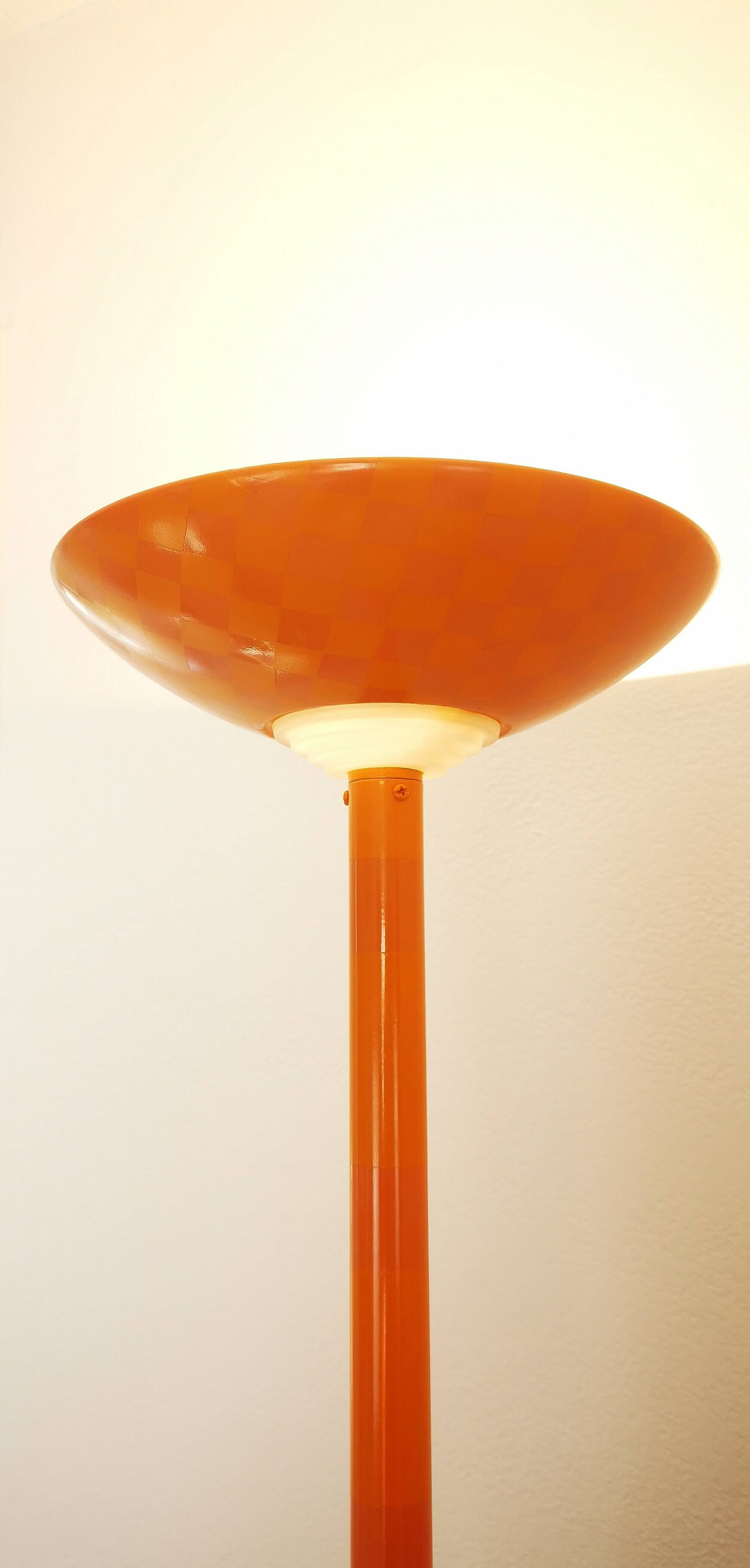 Checkerboard orange floor lamp