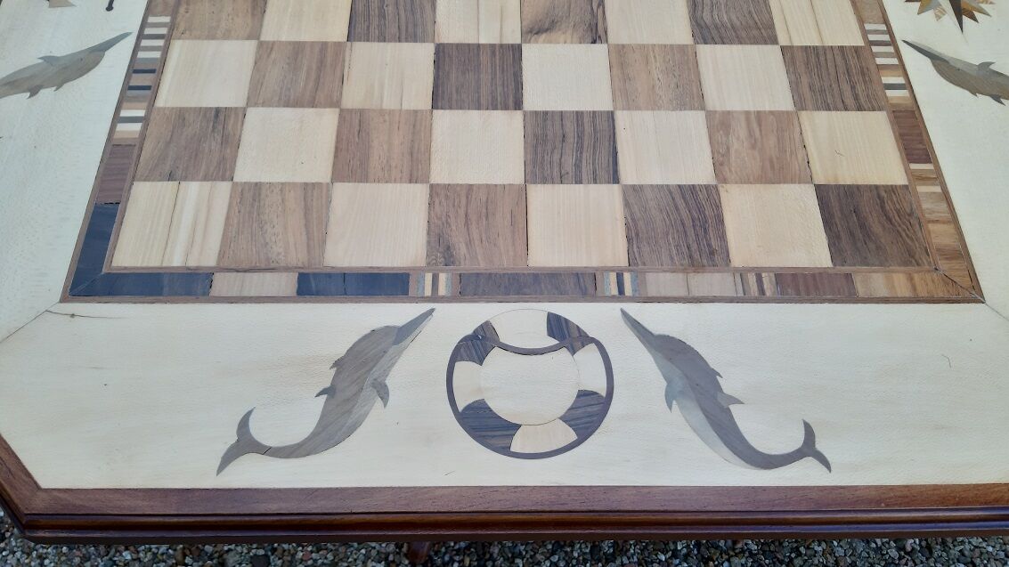 Table at play marquetry