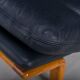 Danish teak and navy blue leather 3-seater sofa from Komfort, 1970s