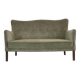 1960s, Danish curved 2-seater sofa, furniture velour, beech wood.