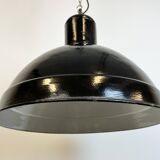 Industrial black enamel factory pendant lamp, 1950s