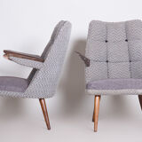 Set of two Grey Mid Century Armchairs made in 1950s Czechia. Original condition.