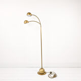 Lampadaire vintage Fischer à 2 têtes, laiton mat orientable