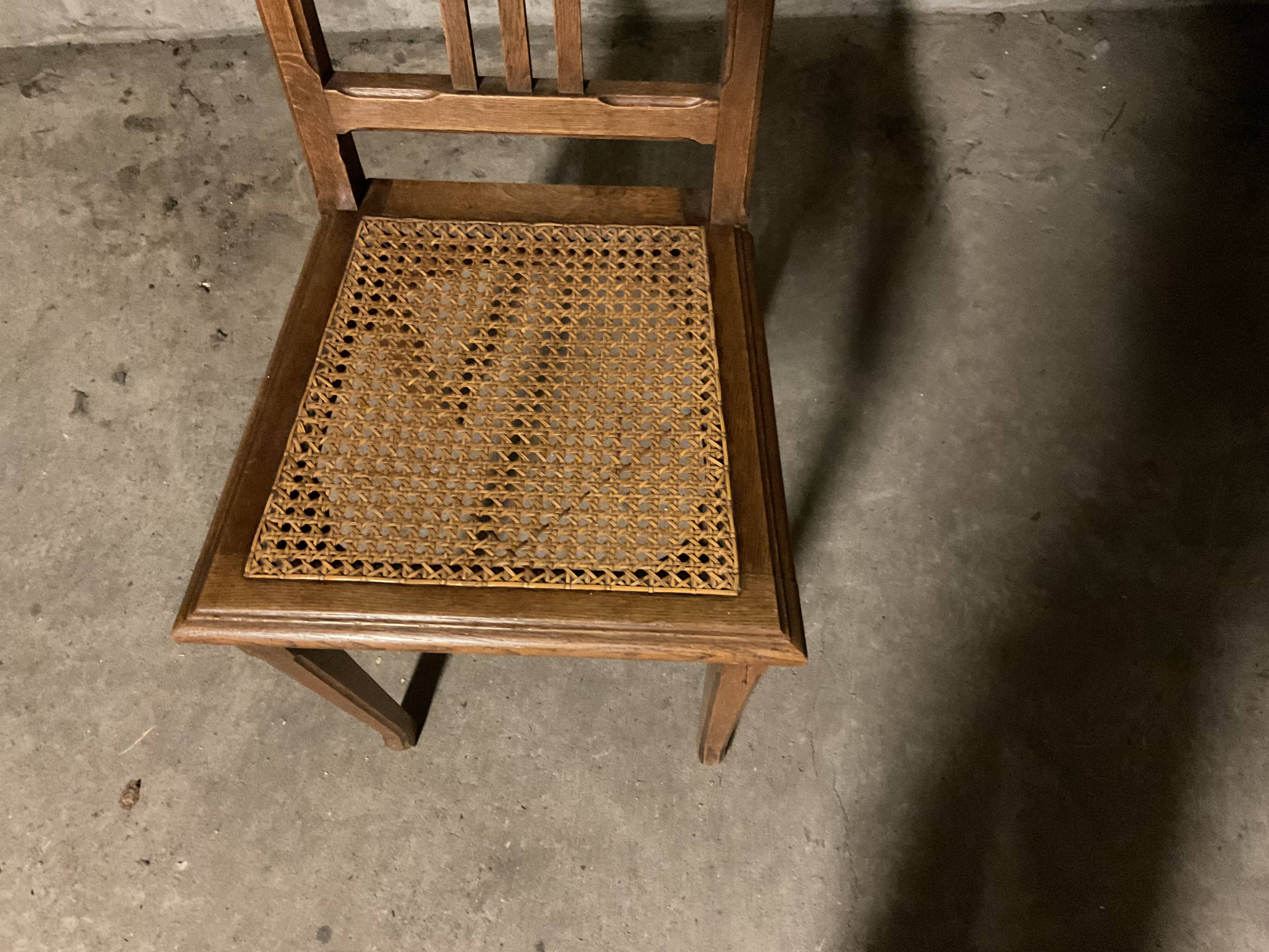 Vintage rattan wicker oak chair