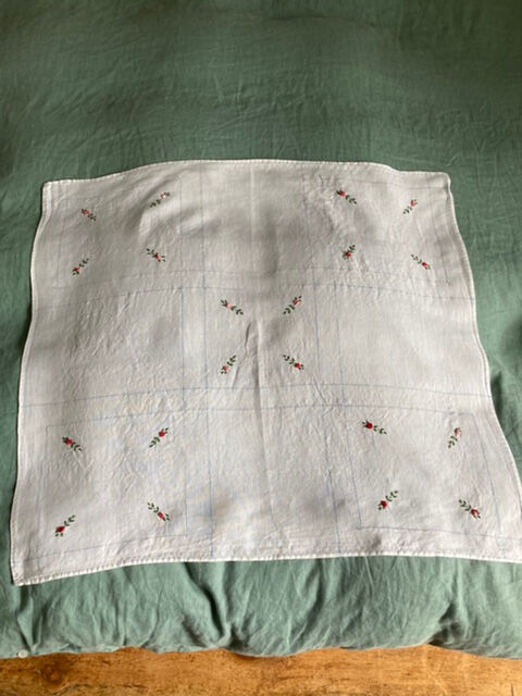 Vintage embroidered tea tablecloth