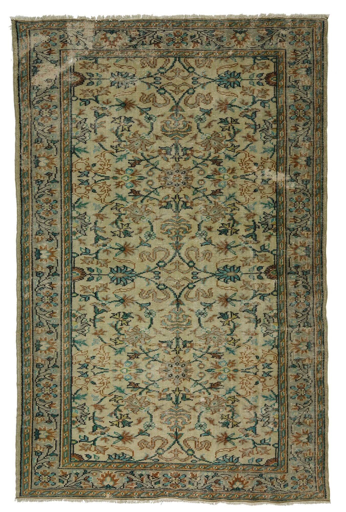 One-of-a-kind turkish handwoven vintage rug - rustic vintage charm 270x 176