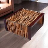 Percival Lafer Brutalist Parquet Low Profile Brazilian Modern Side Tables