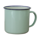 Green enamelled mug of water