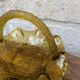 Small amber yellow glass pocket basket Portieux France