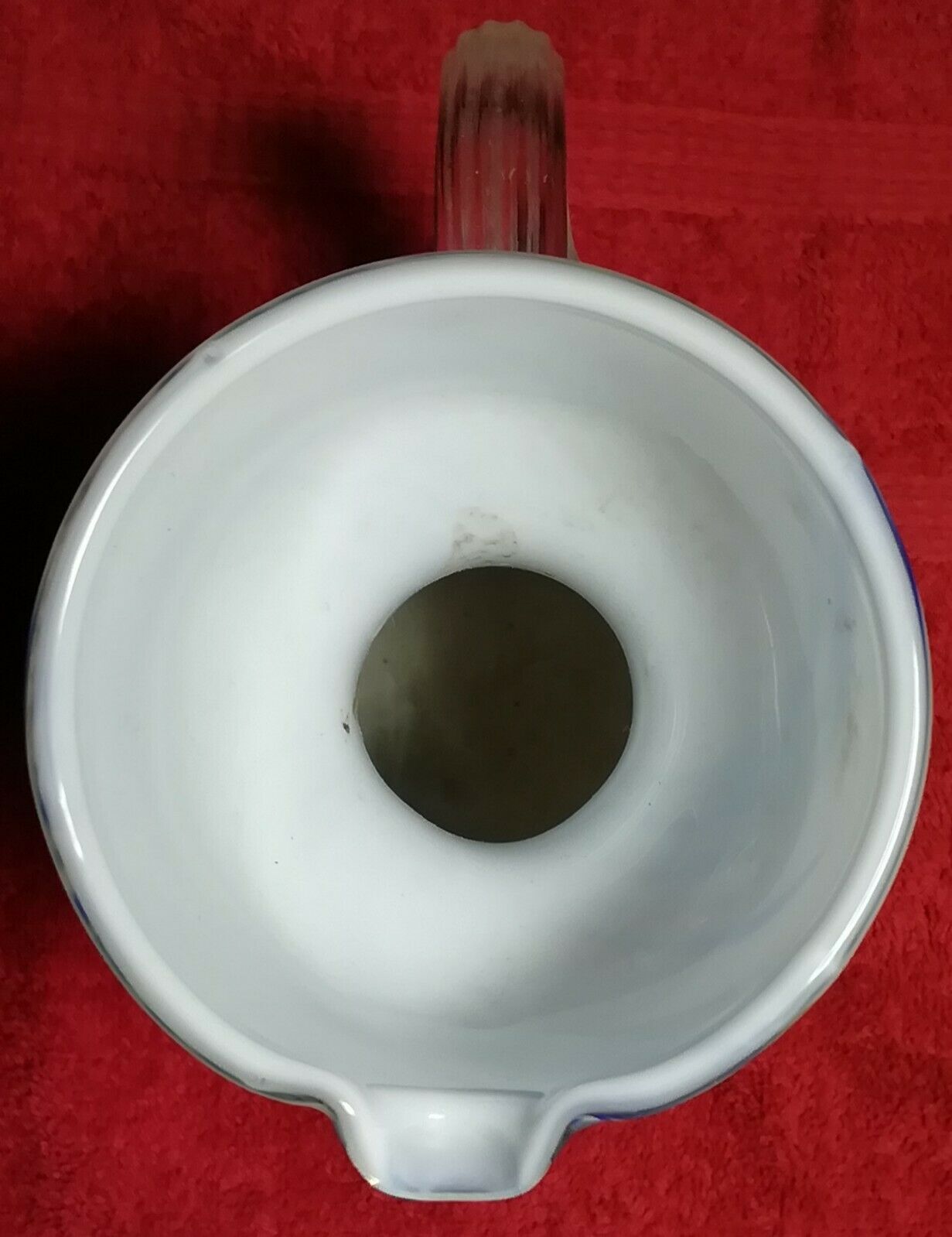 Former Clichy multilayer white blue blown glass pitcher