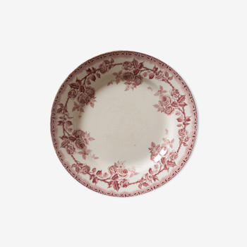 Old plates, rosé red décor, "Paris"