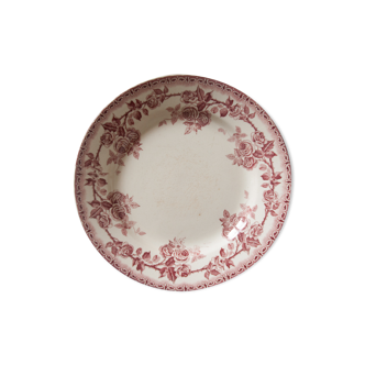 Old plates, rosé red décor, "Paris"