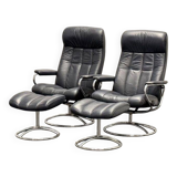 Ekornes Stressless Chair with Ottoman - Chrome Frame (1970s)(Price for One)